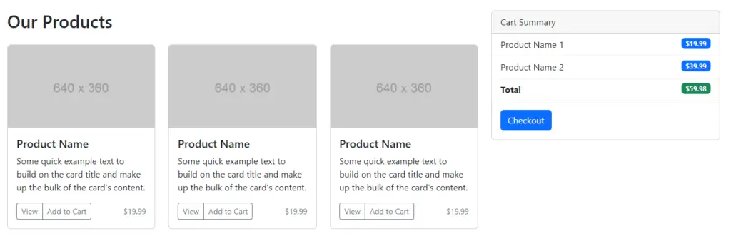 bootstrap 5 add to cart page