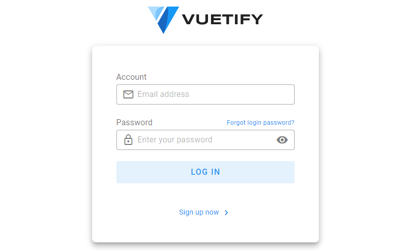 Vuetify login form with icon