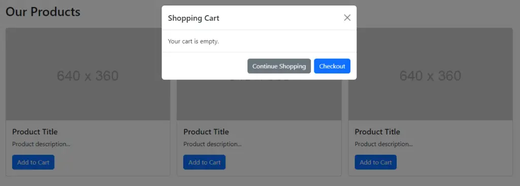 bootstrap 5 add to cart modal