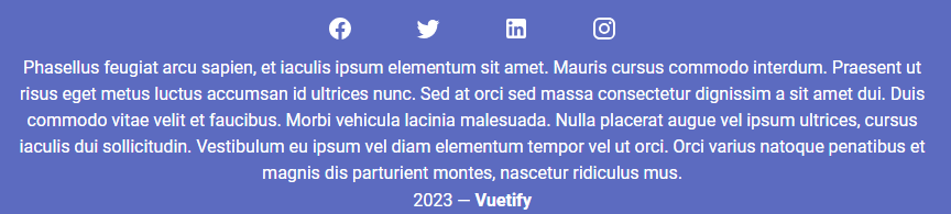 vuetify 3 vue 3 footer with social media icon