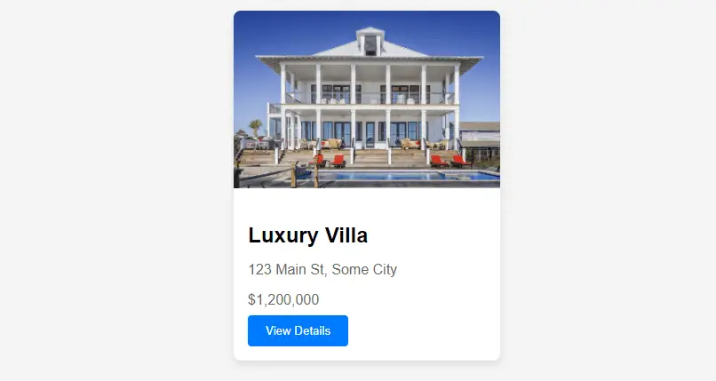 html css real estate card design